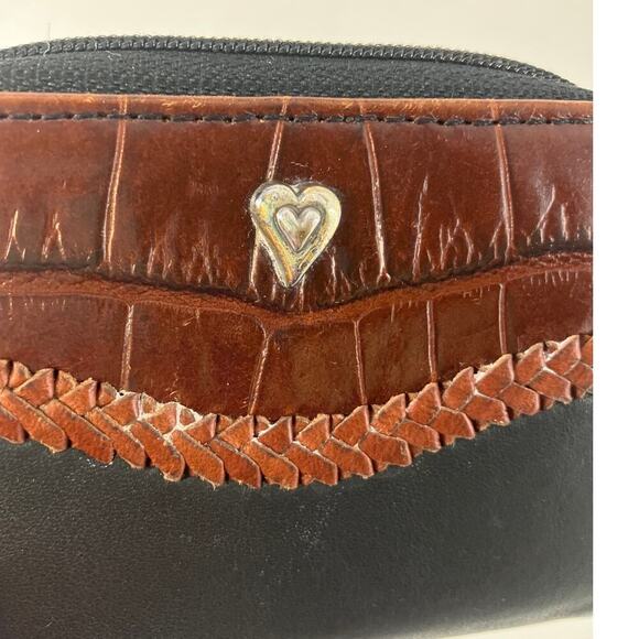 BRIGHTON SMALL BLACK, BROWN CARD HOLDER ZIP CLOSURE WALLET - Picture 6 of 11